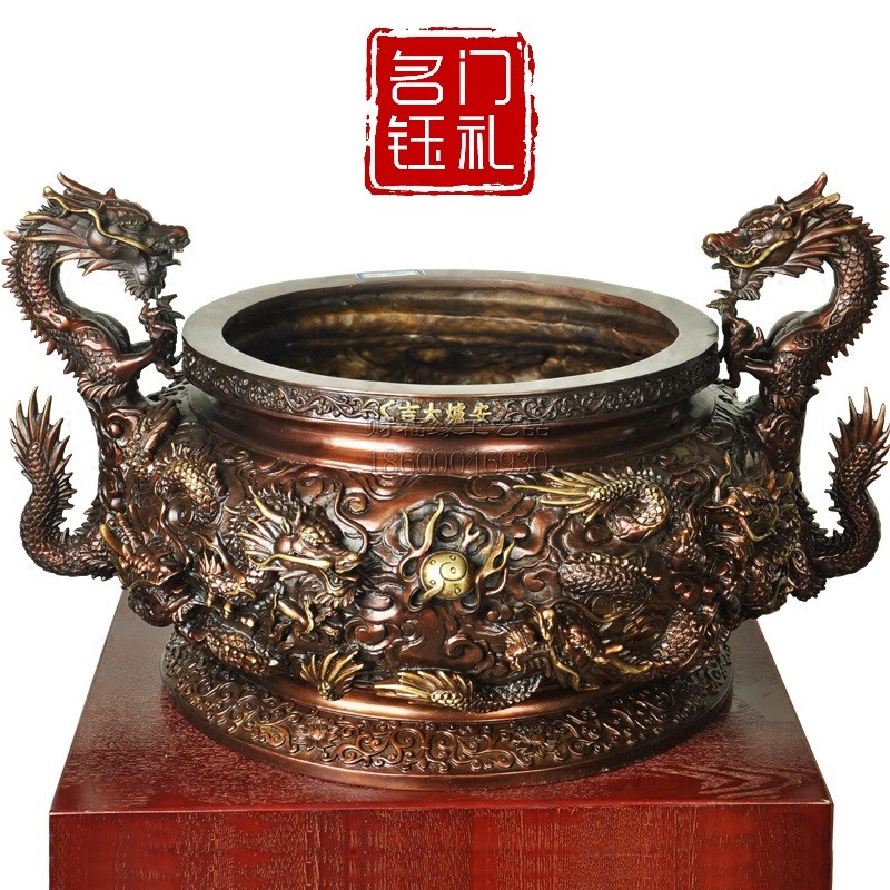 紫铜香炉九龙熏香炉铜器香道佛具用品香薰炉居室佛堂檀香寺庙供品装饰