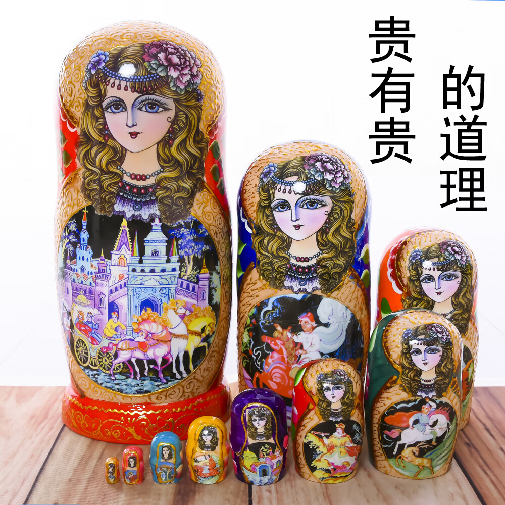 莫肖尔俄罗斯套娃10层故事套娃风干椴木纯手工节日礼物摆件