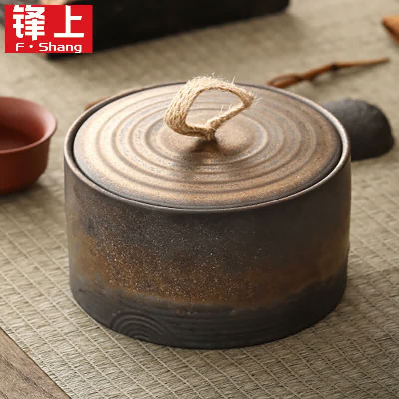 锋上 茶叶罐大号 密封陶瓷茶仓茶叶盒醒茶罐茶具配件粗陶家用储物罐 朴风茶叶罐【鎏金】高性价比高么？