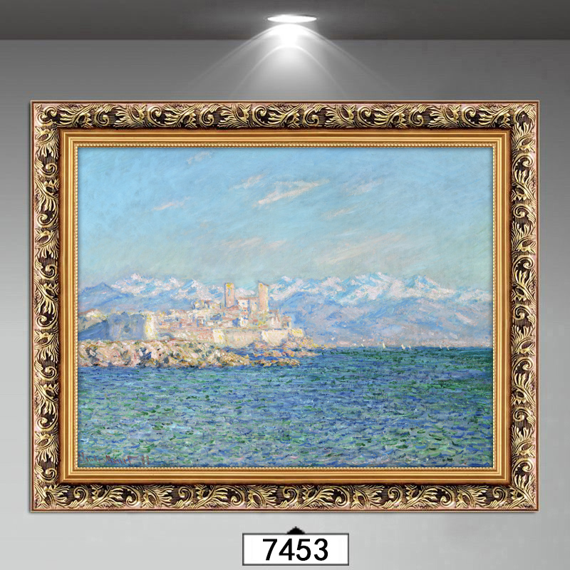 林格印象莫奈风景油画蔚蓝海岸世界名画欧式客厅装饰画双联餐厅卧室