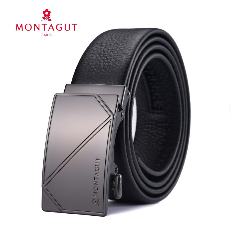 梦特娇(montagut)皮带男自动扣头层牛皮男士时尚休闲商务款礼盒牛皮裤