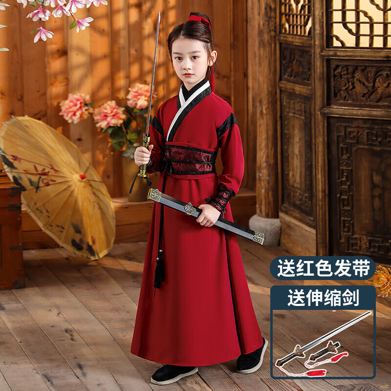 花木兰服装儿童演出服汉服女童春秋中国风古装霸气侠女