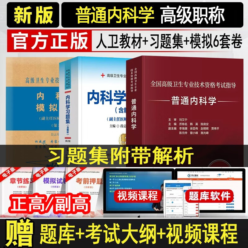 内科副主任医师考试书2024普通内科学正高副高级职称考试教材+习题集+模拟题大内科主任医师题库用书高级教程医师进阶全国高级卫生专业技术资格考试书习题集模拟试卷章节题 人卫教材+习题集+模拟试卷