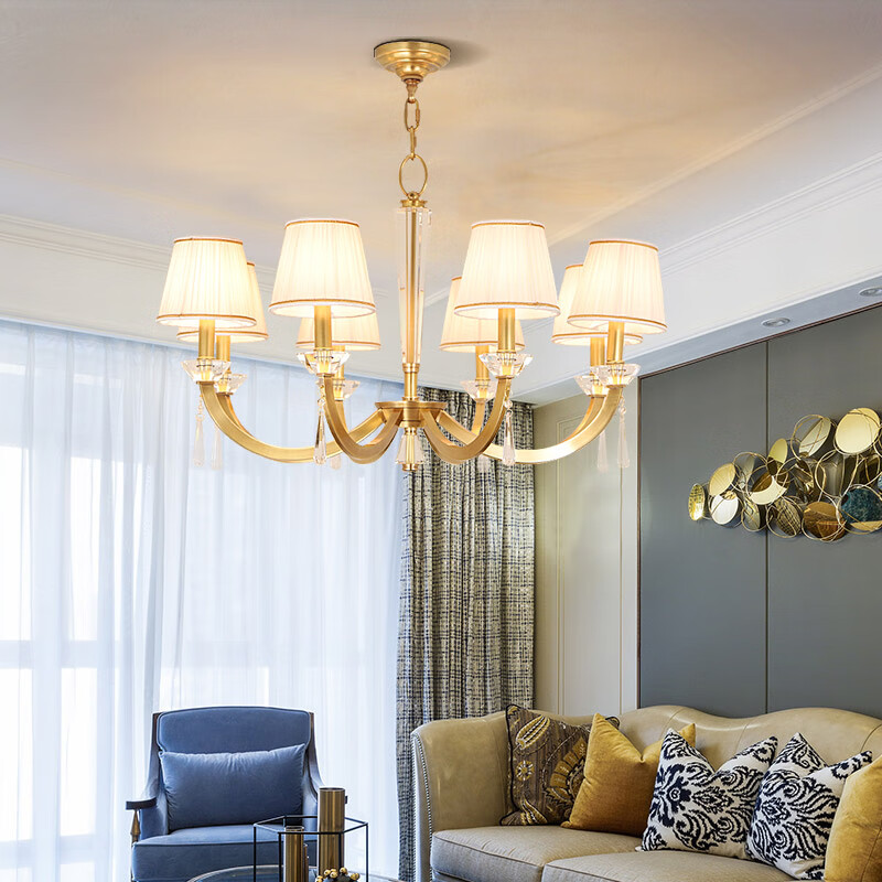 帝拿(dinah)美式水晶吊灯客厅全铜餐厅灯温馨卧室灯奢华大气厅灯具