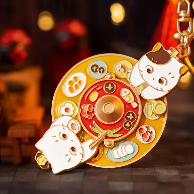 博物文创宫猫汽车钥匙扣环情侣挂件星空女生日礼物母亲节 吃火锅