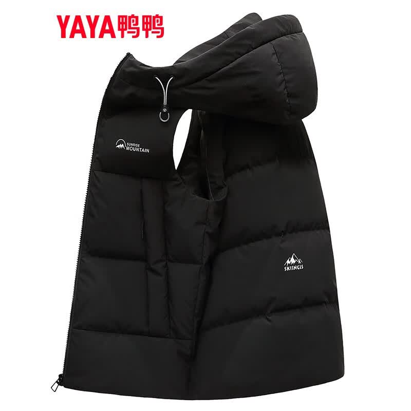 鸭鸭（YAYA）羽绒马甲男女同款2022年秋冬新款连帽情侣保暖舒适休闲时尚马夹Y 黑色 165怎么样,好用不?