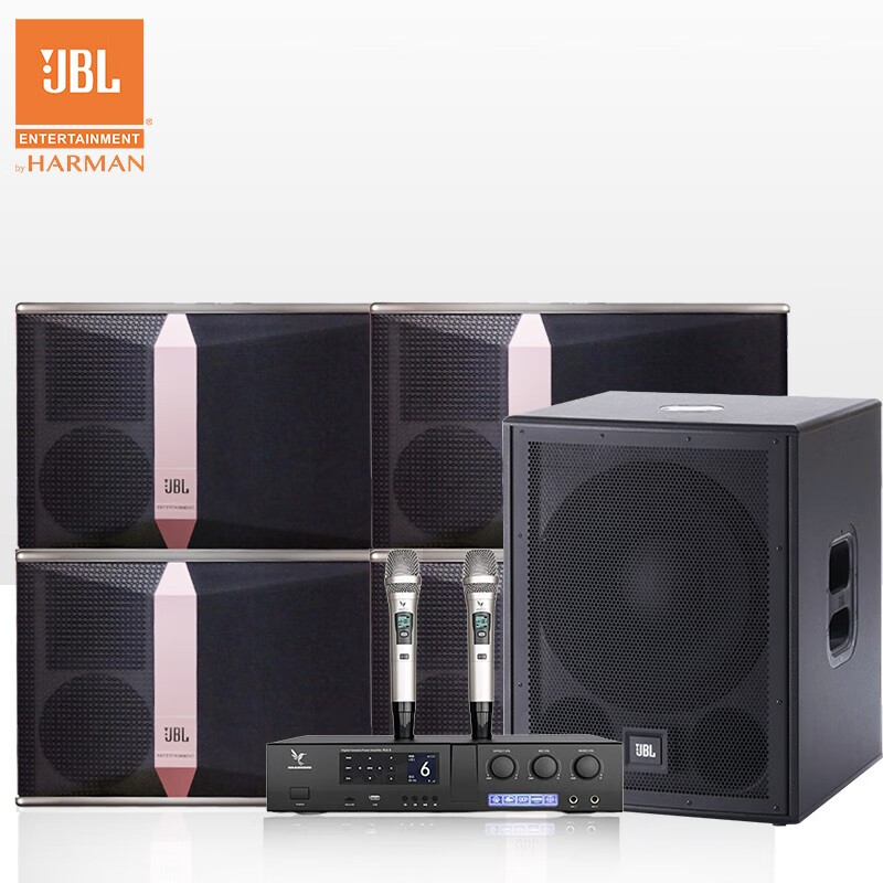 JBL Ki512*4家庭ktv音响套装影院卡拉OK带麦克风家用K歌蜂鸟PLS-5三合一功放一体机12英寸【带低音炮】