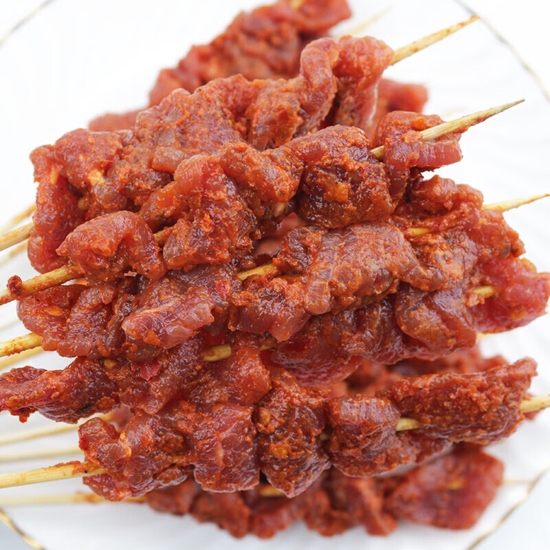 味巴哥串串牛肉2000g麻辣味火锅串串竹签烧烤菜品麻辣牛肉烧烤食材小