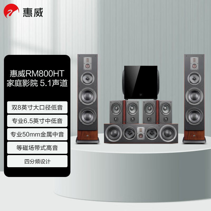惠威（HiVi）RM800系列2.0/5.0/5.1落地音箱音响 家庭影院套装组合 RM800HT 5.1声道偶极