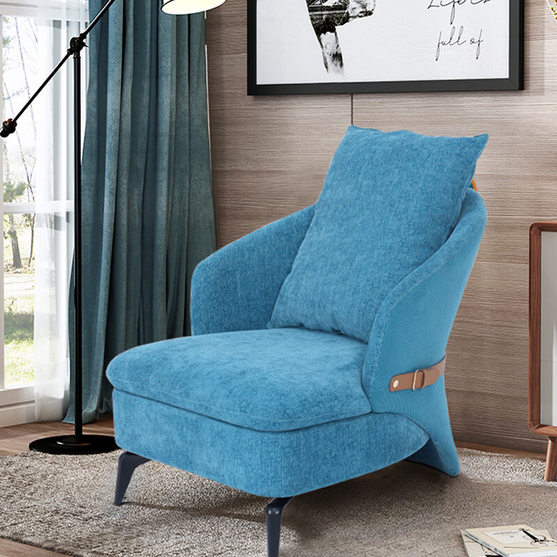 yujian孔雀鸟单人沙发创意现代简约单人沙发客厅高端奢华休闲椅 蓝色