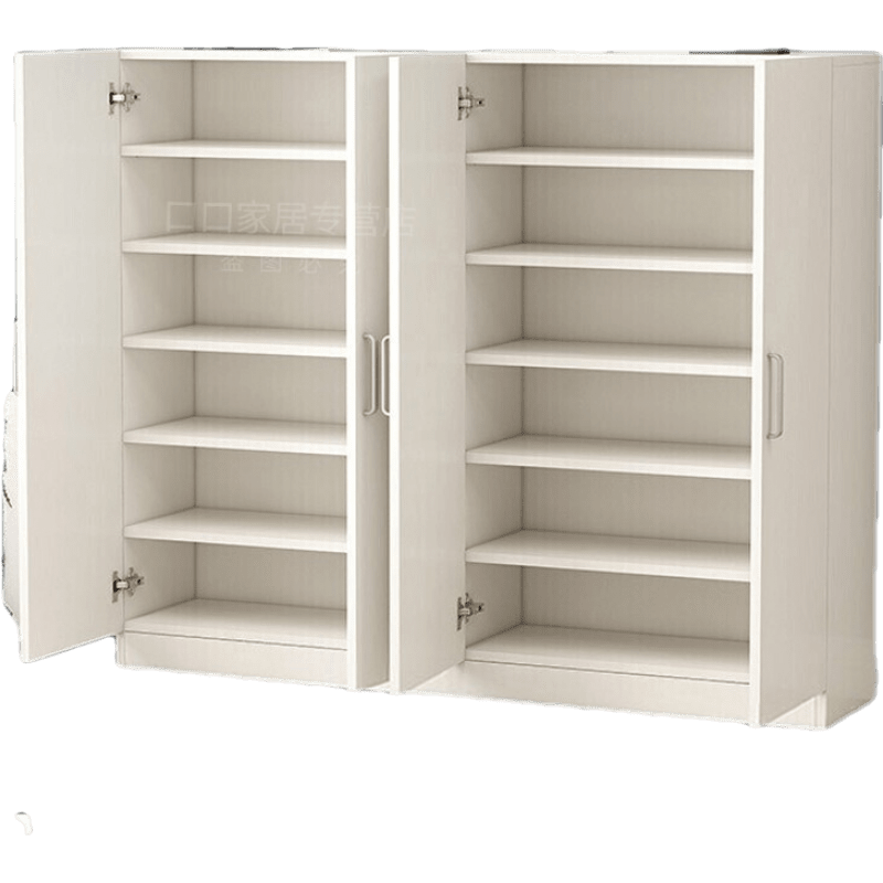 阳台鞋柜仿实木质鞋l架储物柜家用门口大容量收纳柜现代简约鞋橱收纳柜楼道鞋柜子多功能门厅柜收纳架 长120高120【4门6层】暖白色