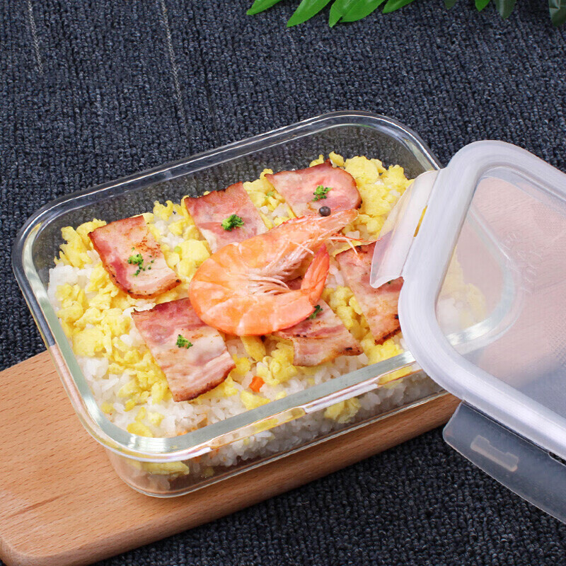 乐扣乐扣（LOCK&amp;LOCK）大容量耐热玻璃保鲜盒微波炉饭盒密封便当盒餐盒冰箱收纳盒1L