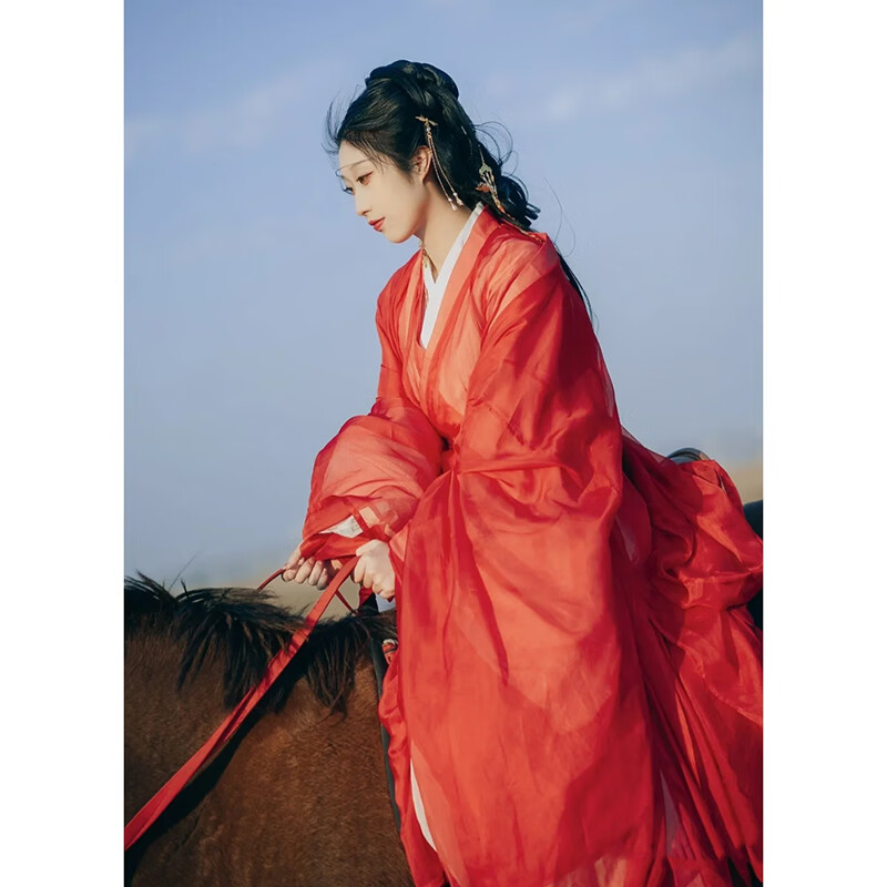 yang红色嫁衣汉服女款魏晋武侠风古装中国风超仙气舞蹈演出服古风套装