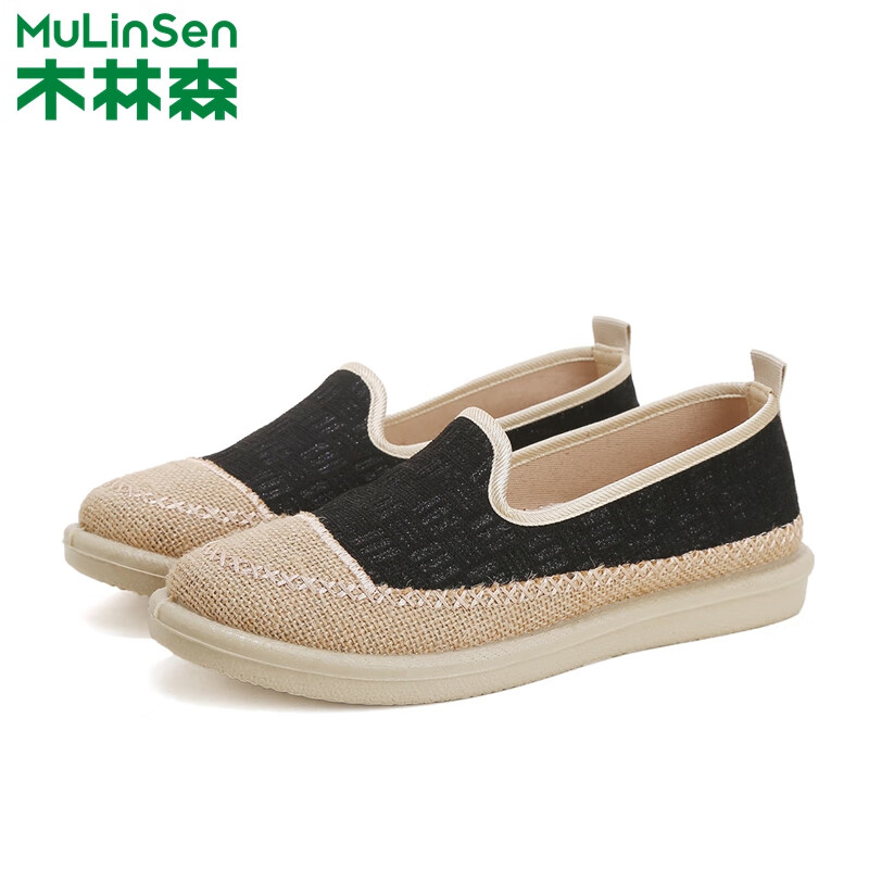 木林森布鞋女款2024秋季新款休闲轻便透气渔夫鞋仙女风平底浅口女士单