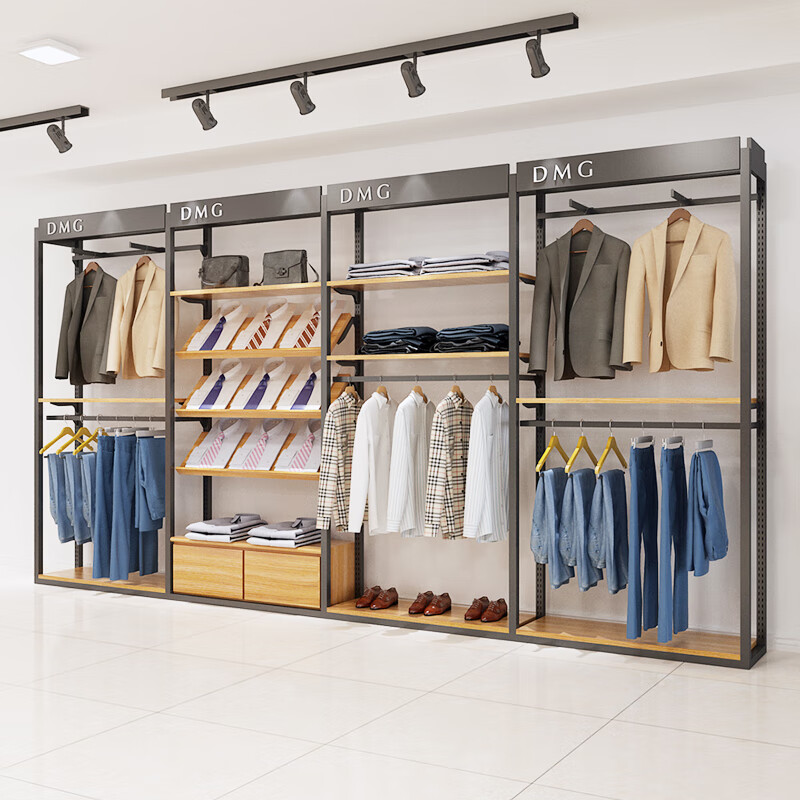莎庭店展示挂中岛多功能衣服展示架货架店展示架落地式陈列架上墙悬挂