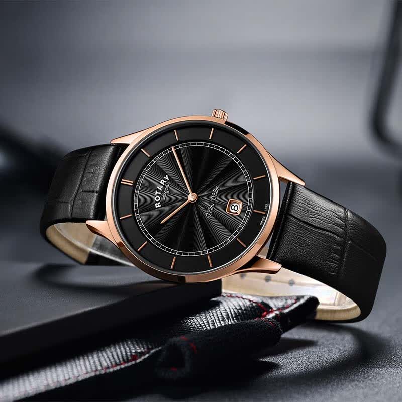 劳特莱（Rotary）英国 男士手表商务休闲皮带防水石英表日历男表送男生生日礼物 GS08304/04