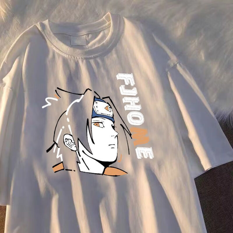 studios短袖t恤男夏季ins半袖体恤宽松bf百搭休闲衣服男潮牌 佐助白