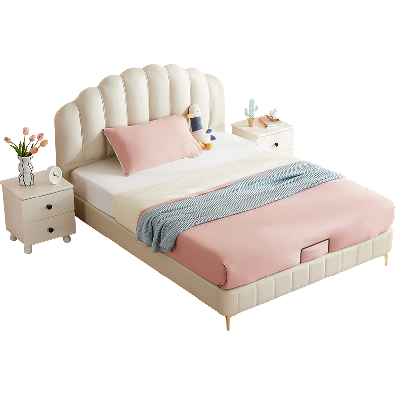 林氏木业(Kids)现代简约儿童床女孩公主床卧室一米二单人小床家具 儿童床+LS236B1-A床头柜*1 1800mm*2000mm