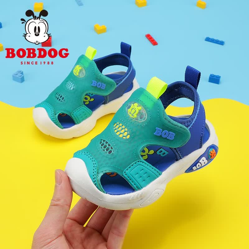 巴布豆（BOBDOG）童鞋软底透气男宝宝学步鞋2023夏季新款女童包头儿童凉鞋 皇家蓝/松石绿 25码内长15.2cm属于什么档次？