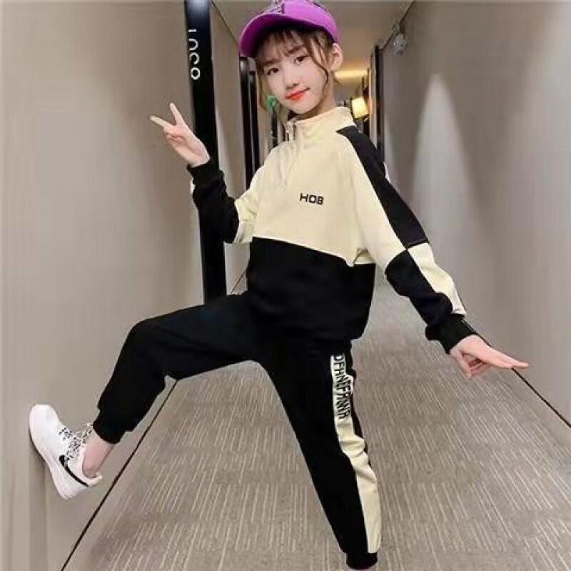 艾诺轮儿童跑步套装女童速干运动两件套衣服9-12岁女孩少女生中大儿童