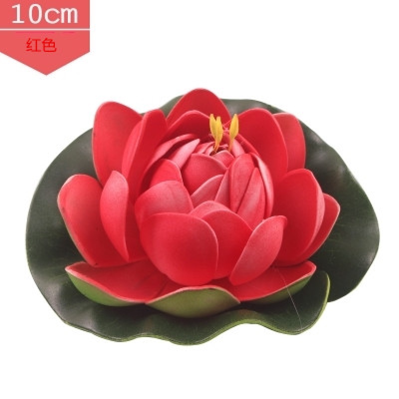 仿真荷花荷叶莲花供佛假花干花塑料花鱼缸荷塘装饰花拍摄道具花 红色