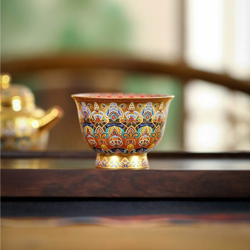 敦煌研究院  鎏金高端茶具套装 博物馆羊脂玉瓷中秋伴手礼送长辈高档大气 敦煌高端鎏金杯