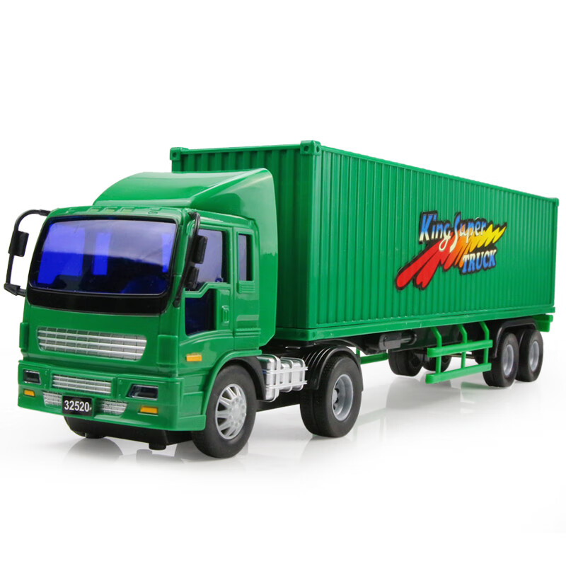 大号货柜卡车集装箱货车邮政快递车半挂汽车模型男孩儿童玩具车 绿色