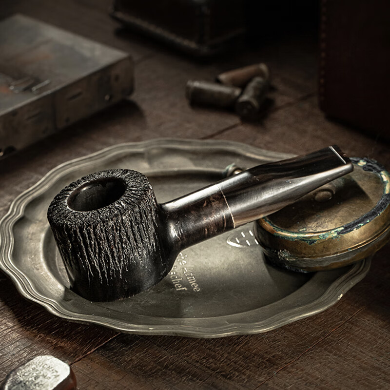 大汉烟斗原创熔岩款手工直斗石楠木雕刻实木男士绅士美式复古便携