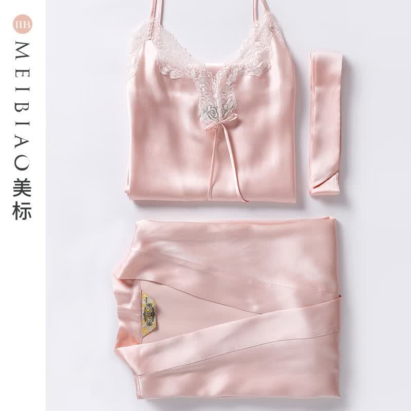美标送礼物真丝睡袍丝绸浴袍女春秋性感睡衣19姆米100%桑蚕丝家居服夏 020560(单外袍) M (160/84A)