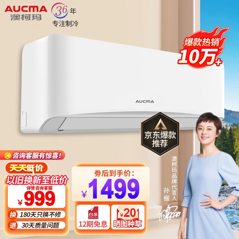 澳柯玛(AUCMA)空调挂机新能效家用空调壁挂式卧室节能除湿出租房 以旧换新 大1匹单冷【10-15M²】 JD安装