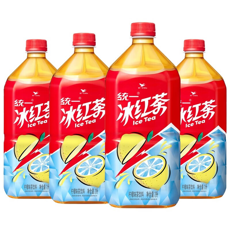 统一冰红茶柠檬味茶饮料1l瓶装夏季休闲节日聚会果味饮品 统一冰红茶