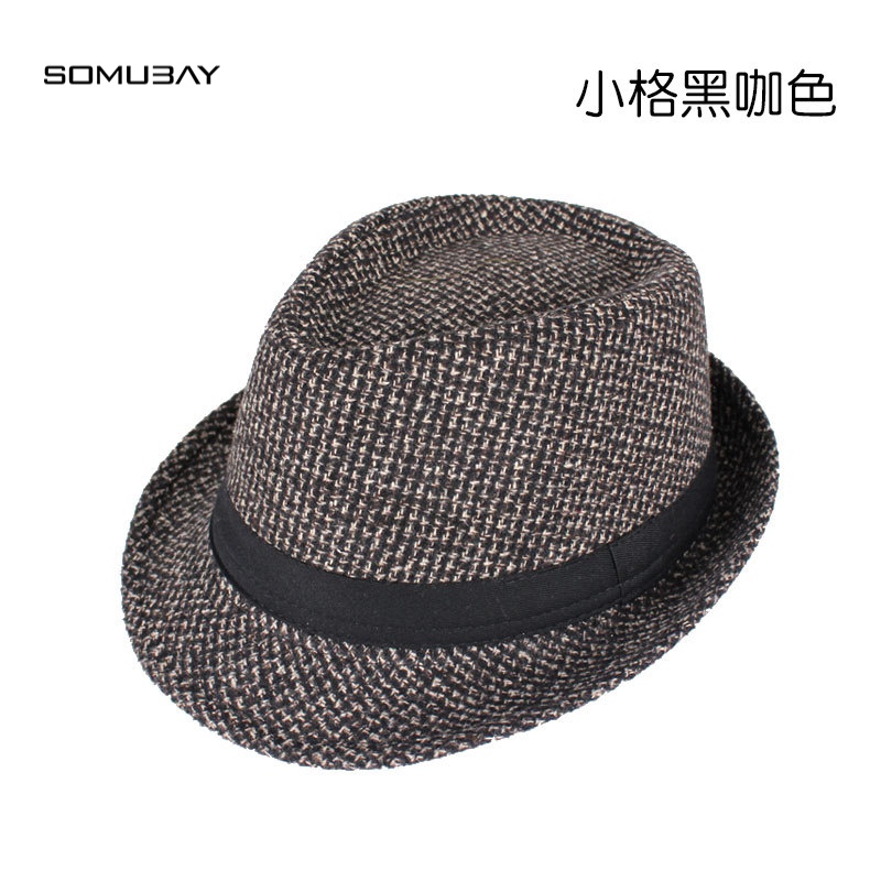 somubay 新款韩版爵士帽潮男英伦复古男士毡帽小礼帽男秋冬季舞台