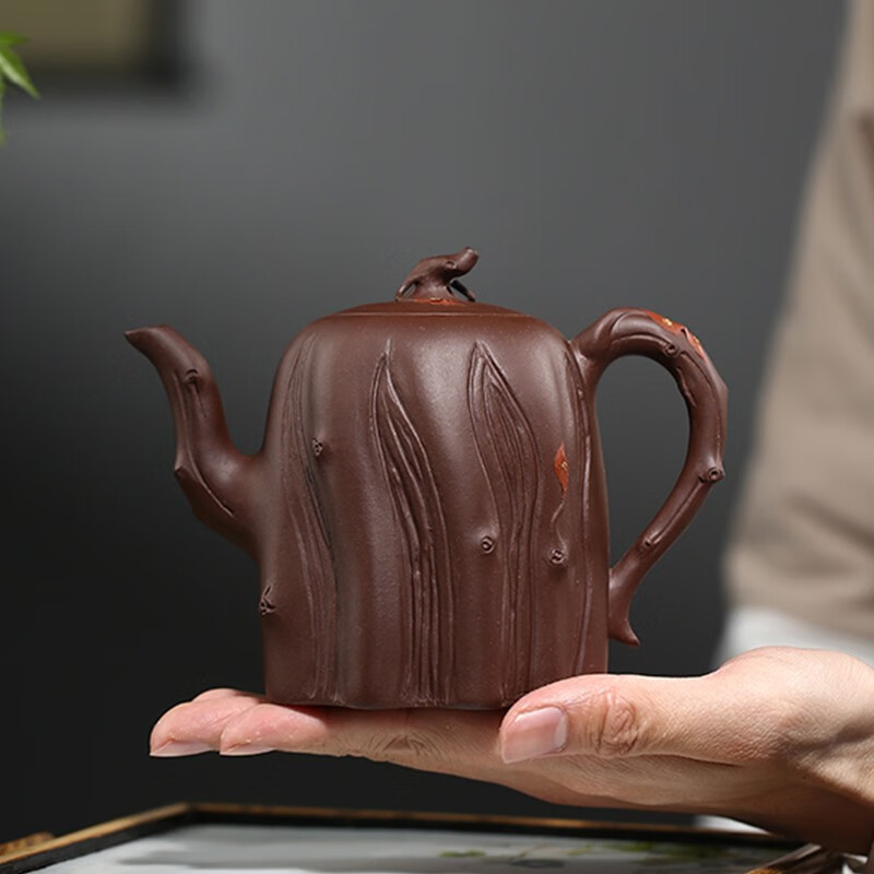 原山名家国工吴大师手工紫砂壶茶壶大容量 家用泡茶壶灵芝供春壶 飞叶
