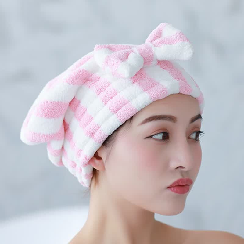 萨夫百德超细纤维蝴蝶结干发帽 吸水加厚毛巾帽 快速干发巾浴帽公主帽