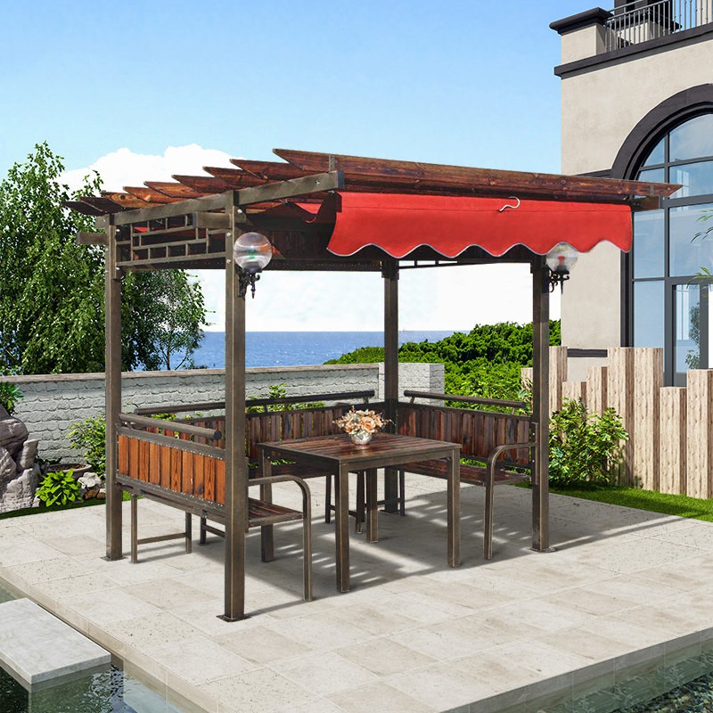 双帝葡萄架户外凉亭别墅花园庭院设计室外露台小院凉亭子楼顶带秋千