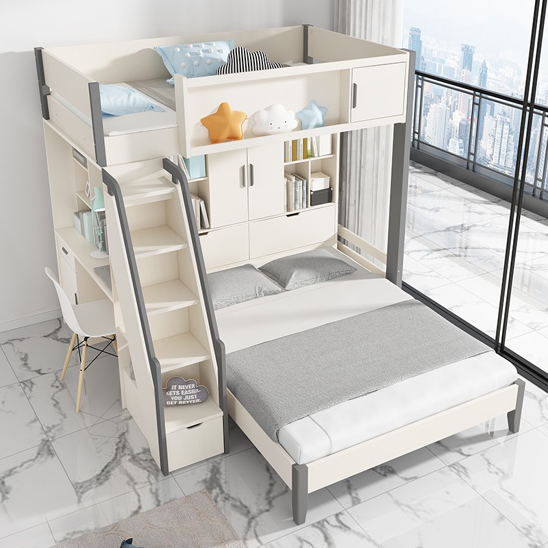 大美不凡儿童床 交错式双人床上下铺高低双层床小户型二层床错层上下