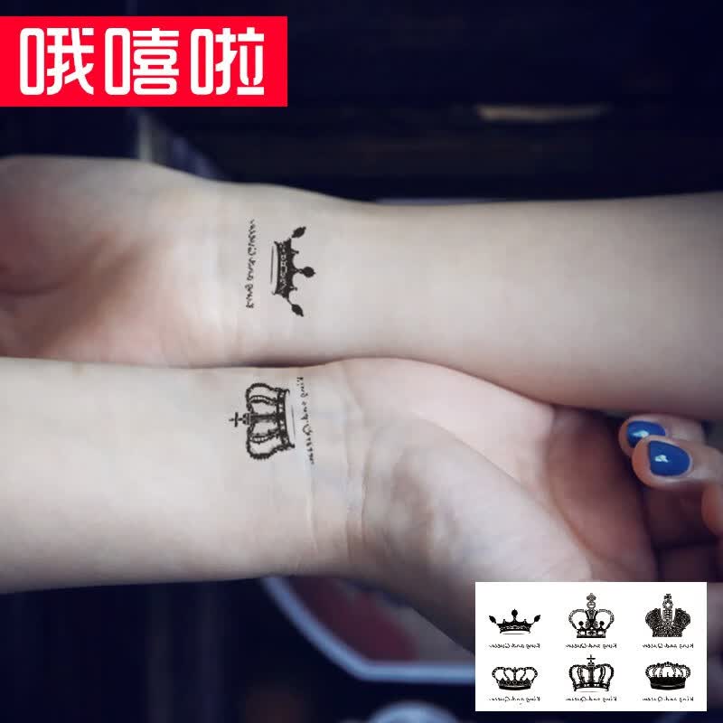 哦嘻啦小清新英文字母图腾原宿笑脸个性纹身贴逼真防水纹身贴纸男女
