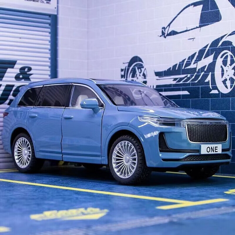 124理想合金汽车模型越野震转向男孩玩具收定制 理想one-白色支架盒