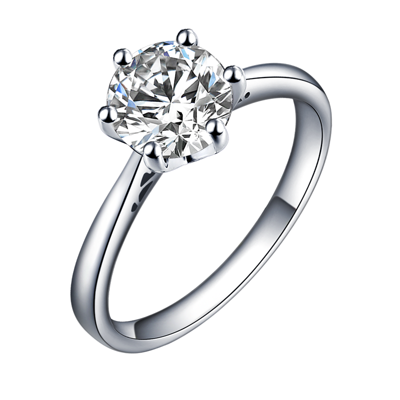鑫萬(wàn)福七夕禮物 紅顏 白18K金六爪鉆石女戒 結婚鉆石戒指珠寶 六爪鉆戒 白18K金40分IJ色