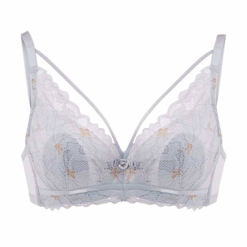 纤妍水晶杯超薄内衣女胸罩蕾丝花边性感文胸cd杯bw0325 简洁灰 70c