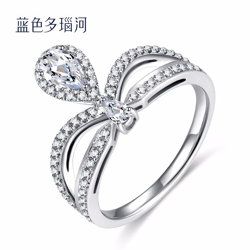 蓝色多瑙河 18k金群镶款70分钻戒水滴型钻戒钻石戒指 巴黎恋人 i-j色