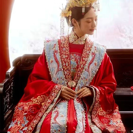 vfkz婚纱新娘主纱小个子明制婚服情侣装结婚嫁衣高端汉服凤冠霞帔秀禾