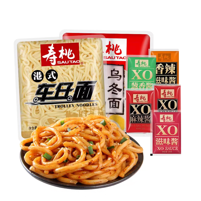 寿桃牌 非油炸 180g寿桃牌意式车仔面,200g寿桃牌日式乌冬面(配酱)