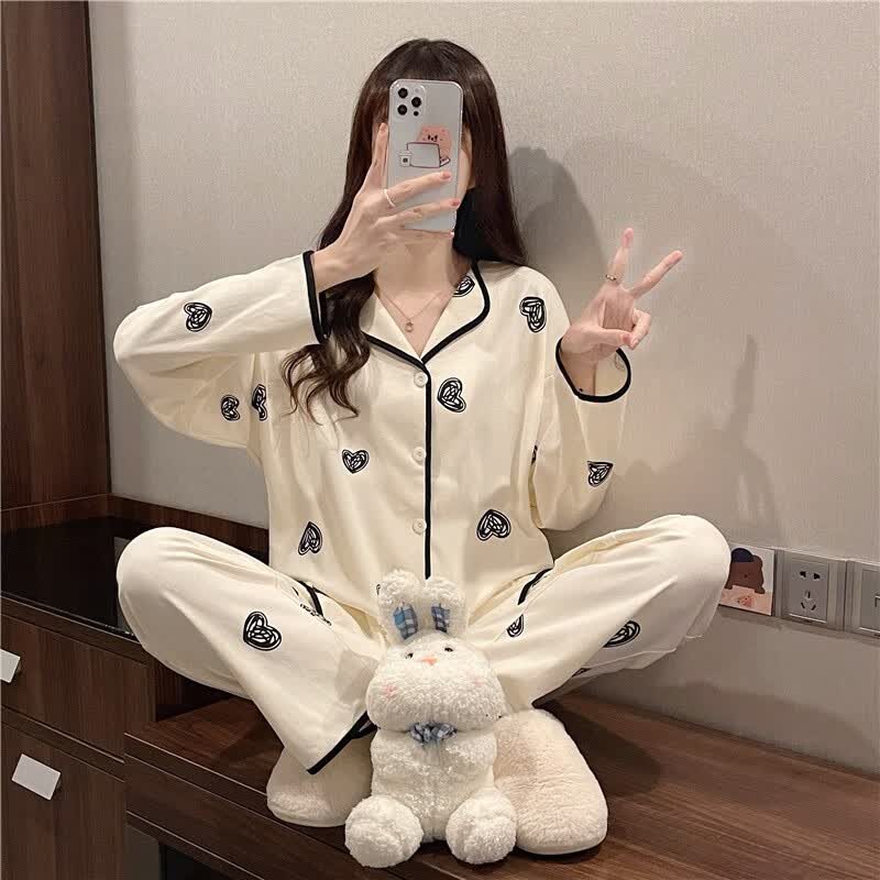 浪莎（LangSha）睡衣女牛奶丝磨毛棉质春秋季浪漫韩版宽松长袖两件套女生家居服 3004爱心套装 L（96-115斤）属于什么档次？