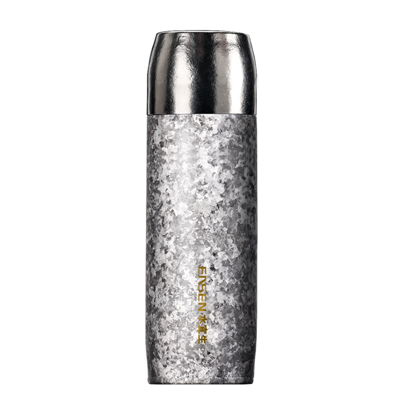 水宜生純鈦保溫杯雙層鈦杯燜茶杯男女士水杯便攜帶茶漏大容量高檔泡茶杯 T886皓月銀380ml