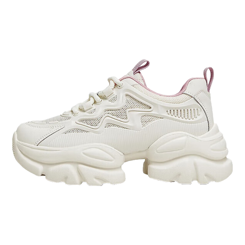 他她春秋厚底透气老爹鞋女鞋网面增高运动鞋新款WOG16BM4白/灰紫 37