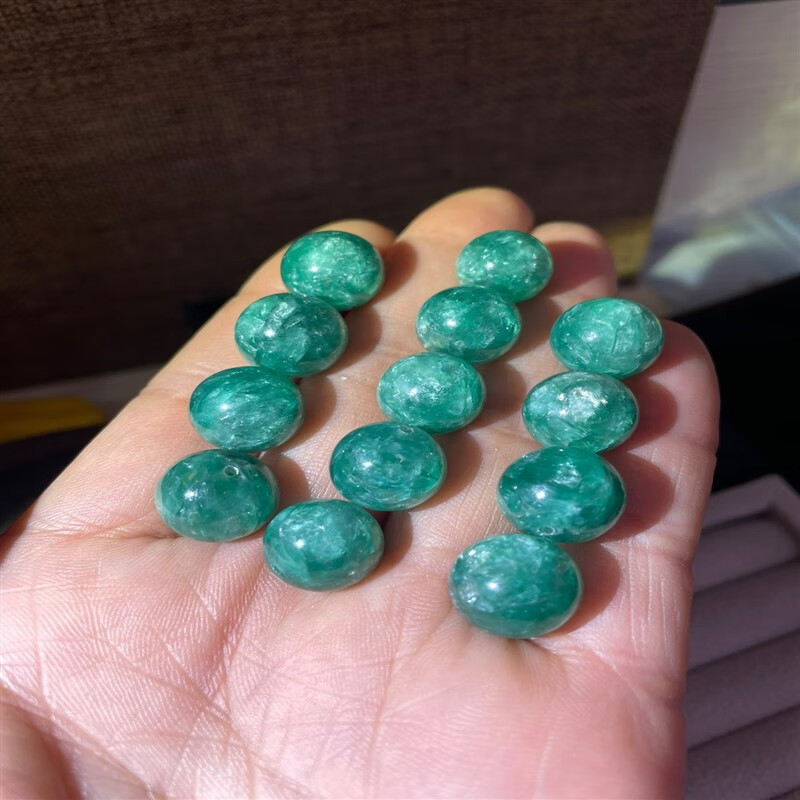 豪迎 天然青龙云母散珠 单珠祖母晶祖母绿锂云母 绿超七水晶散珠单珠