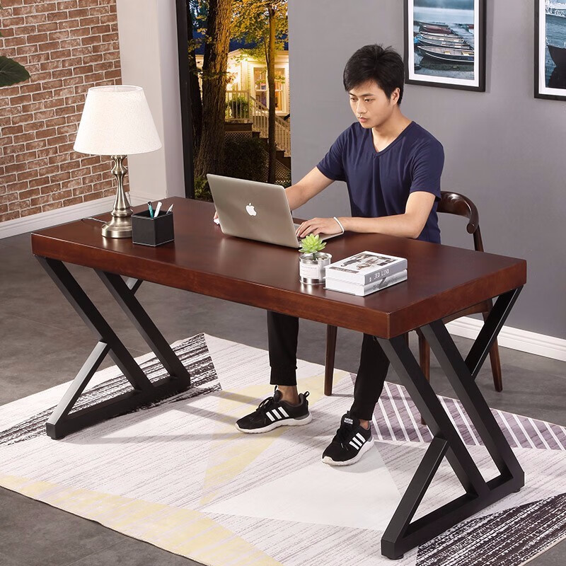 铁喜柱 实木电脑桌台式现代简约办公家用学生书桌写字学习桌长条桌子 160*70*75厚度8cm