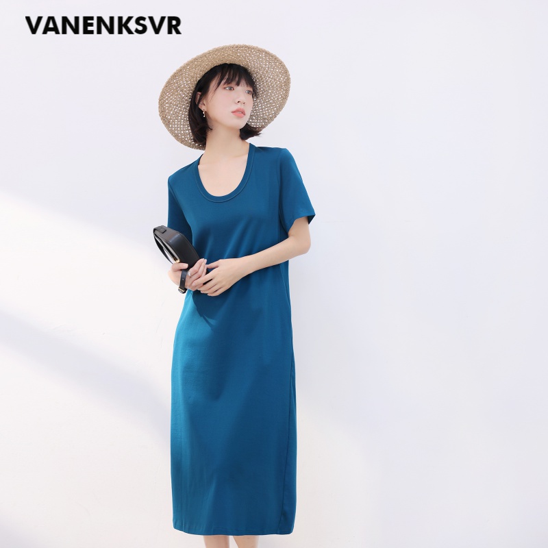 梵恩萨(vanenksvr)轻奢品牌u领t恤裙 简约主义 时髦腔调 夏季女装