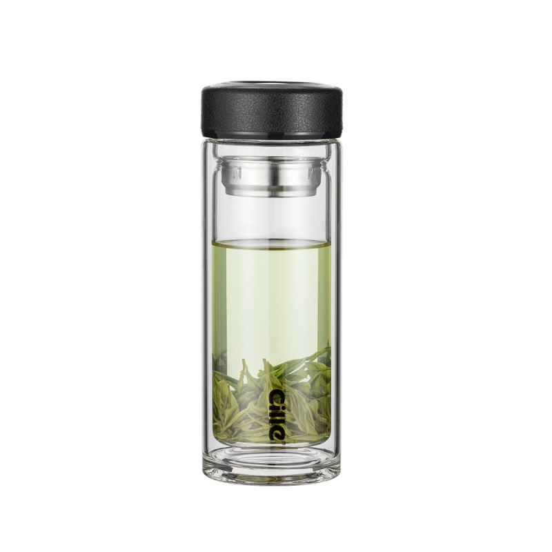 希乐 双层玻璃杯防爆希乐加厚双层玻璃杯隔热家用泡茶杯便携杯子大